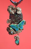 Kinga Dziekonska Yowah Koroit Matrix Opal and Butterfly Pendant