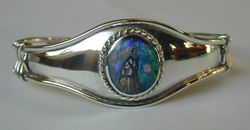 Leon Woods Yowah Picture Opal & Sterling Silver Bangle