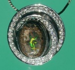 Sterling Silver and CZ Australian  Yowah Opal Pendant