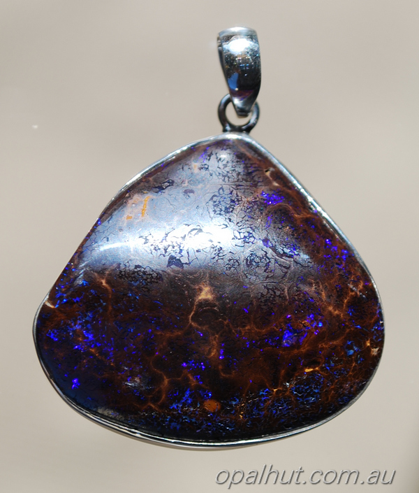 Purple Matrix Boulder Opal & Stg Silver Pendant