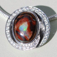 Yowah Nut Opal Pendant in CZ Stg Silver Setting