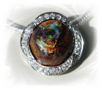 Yowah Nut Opal in Sterling Silver and CZ Setting